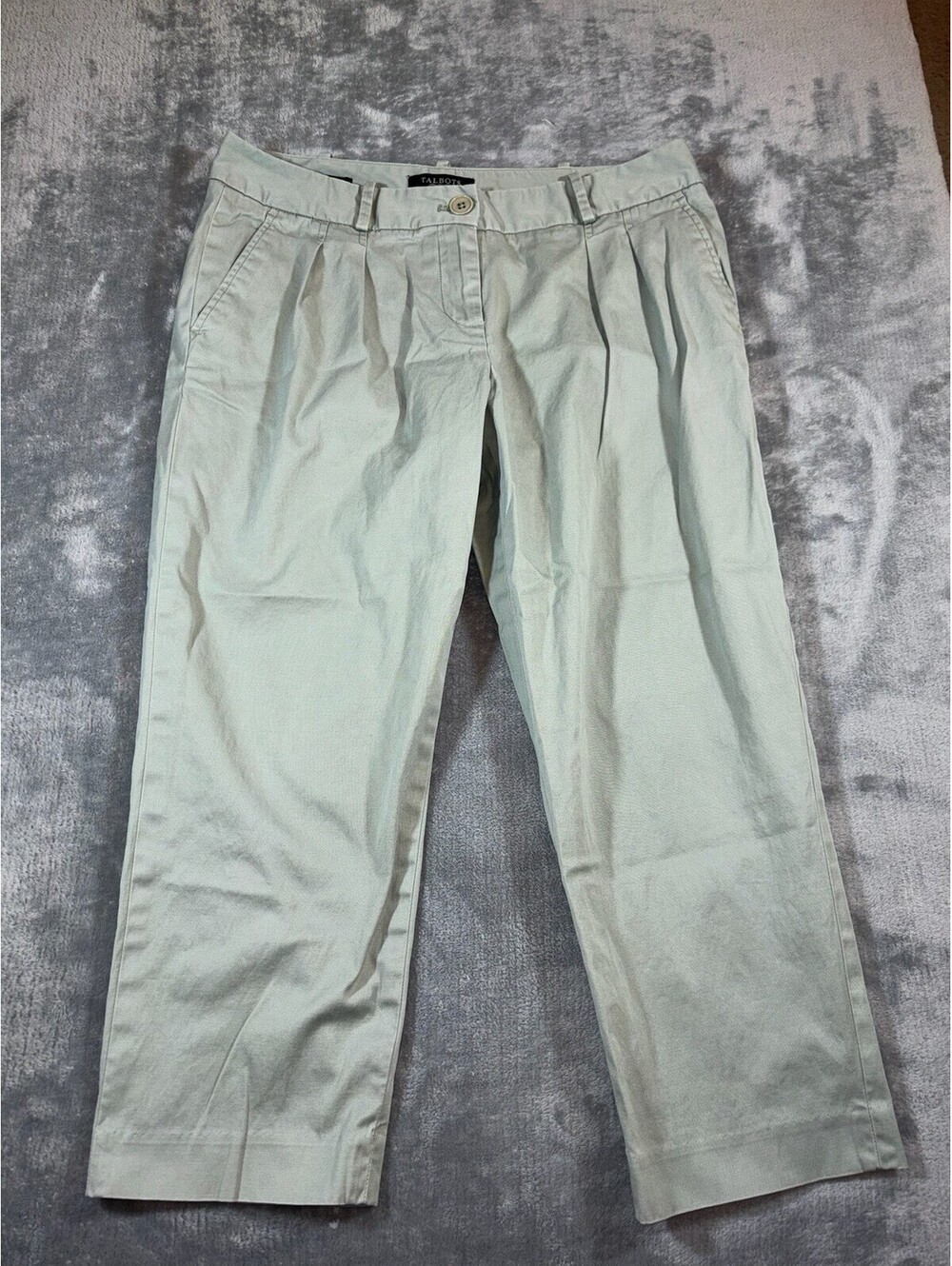 Talbots Signature Women’s Pants Pleated Mint Size 10 Petite Cotton Blend Green